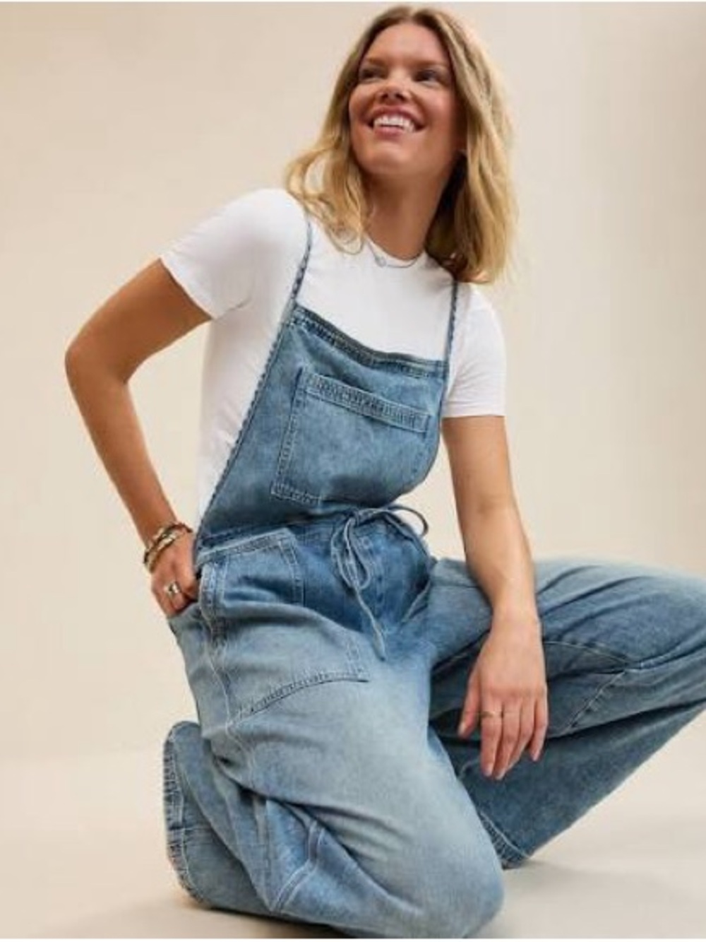 Aerie lace Denim Overalls in Light Blue - Picture 2 of 5